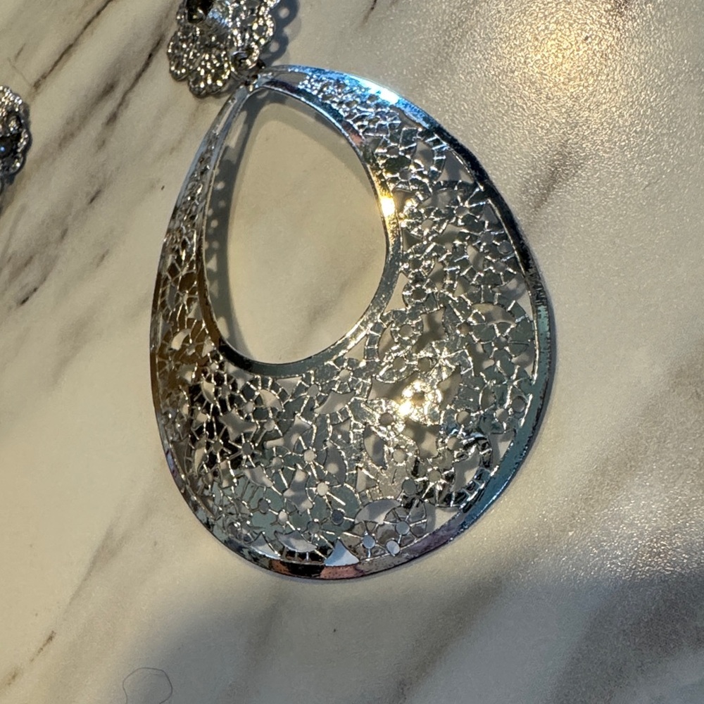 Silver Statement Earrings Set - Picture 7 of 7